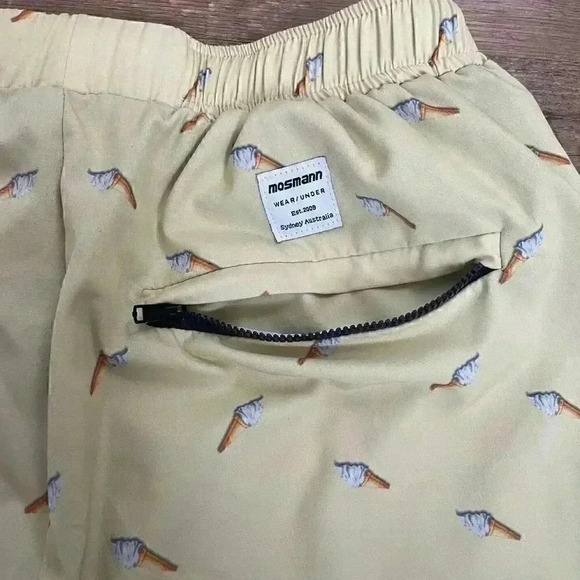 Mosmann Australia Swim Trunks Size Large 8" All Over Print Ice Cream Stretch - Picture 10 of 11